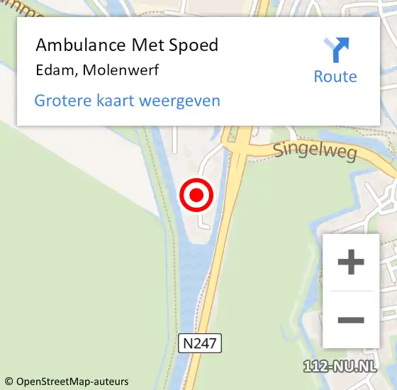 Locatie op kaart van de 112 melding: Ambulance Met Spoed Naar Edam, Molenwerf op 23 juni 2020 20:34
