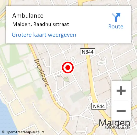 Locatie op kaart van de 112 melding: Ambulance Malden, Raadhuisstraat op 23 juni 2020 20:53