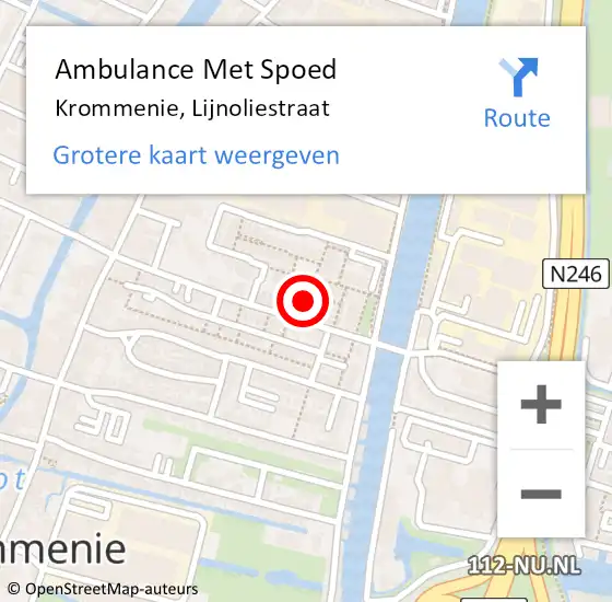 Locatie op kaart van de 112 melding: Ambulance Met Spoed Naar Krommenie, Lijnoliestraat op 23 juni 2020 22:24