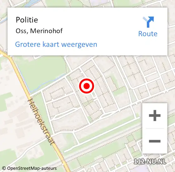 Locatie op kaart van de 112 melding: Politie Oss, Merinohof op 23 juni 2020 22:29