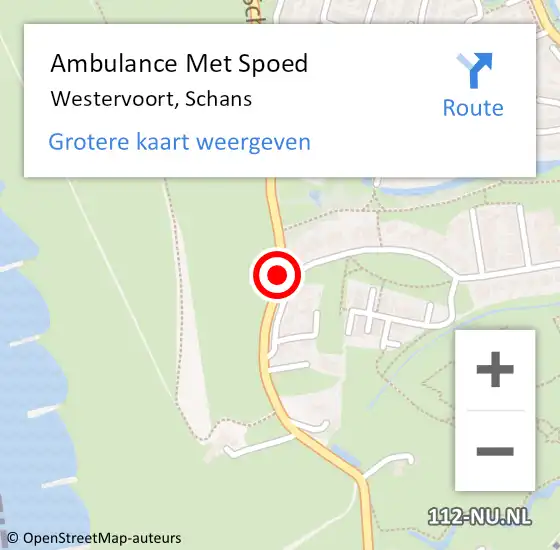 Locatie op kaart van de 112 melding: Ambulance Met Spoed Naar Westervoort, Schans op 23 juni 2020 22:32