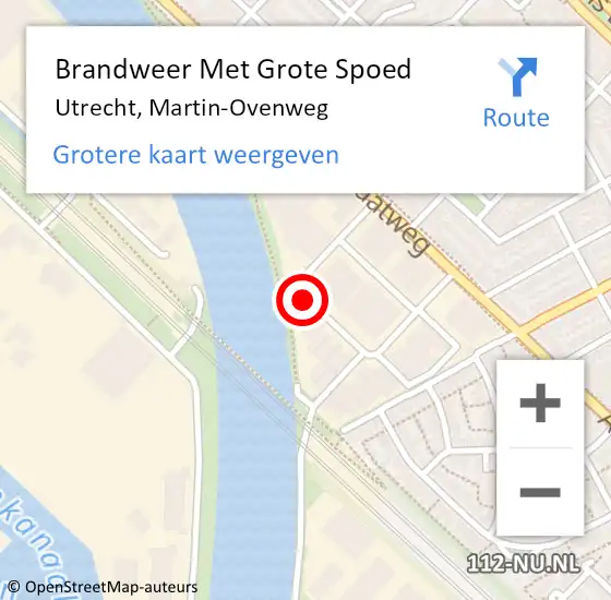 Locatie op kaart van de 112 melding: Brandweer Met Grote Spoed Naar Utrecht, Martin-Ovenweg op 24 juni 2020 00:15