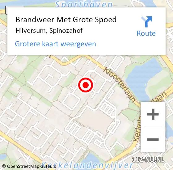 Locatie op kaart van de 112 melding: Brandweer Met Grote Spoed Naar Hilversum, Spinozahof op 24 juni 2020 00:35