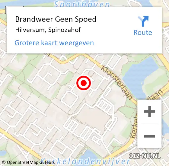 Locatie op kaart van de 112 melding: Brandweer Geen Spoed Naar Hilversum, Spinozahof op 24 juni 2020 00:38