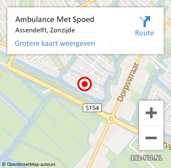 Locatie op kaart van de 112 melding: Ambulance Met Spoed Naar Assendelft, Zonzijde op 24 juni 2020 00:44