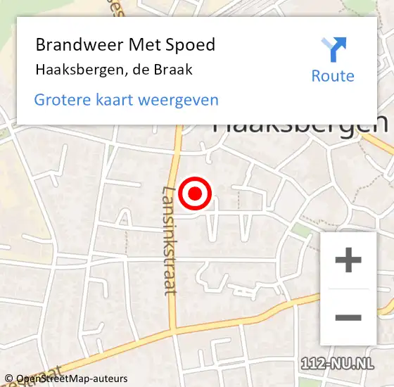 Locatie op kaart van de 112 melding: Brandweer Met Spoed Naar Haaksbergen, de Braak op 10 mei 2014 13:20