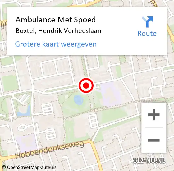 Locatie op kaart van de 112 melding: Ambulance Met Spoed Naar Boxtel, Hendrik Verheeslaan op 24 juni 2020 02:51