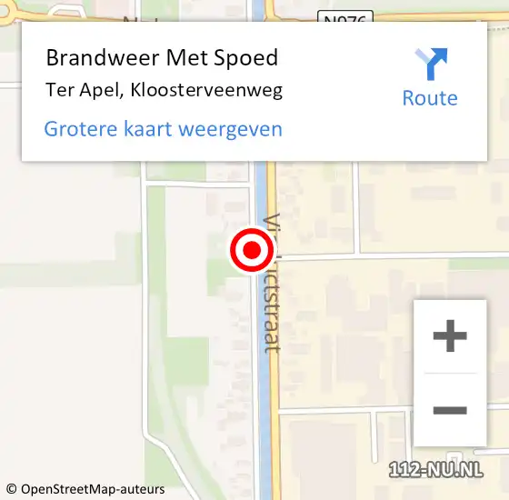 Locatie op kaart van de 112 melding: Brandweer Met Spoed Naar Ter Apel, Kloosterveenweg op 24 juni 2020 05:21