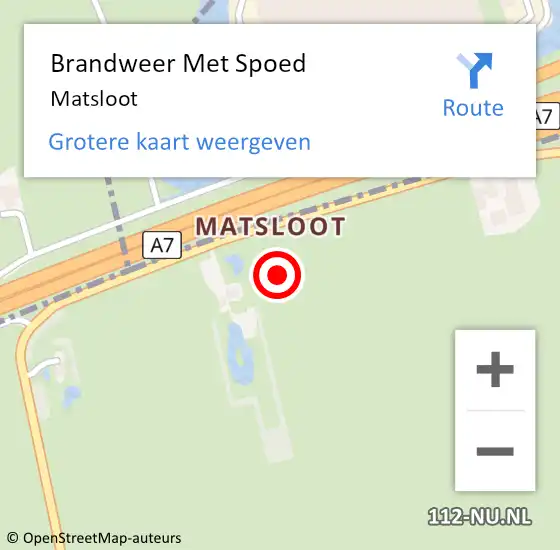Locatie op kaart van de 112 melding: Brandweer Met Spoed Naar Matsloot op 10 mei 2014 13:31