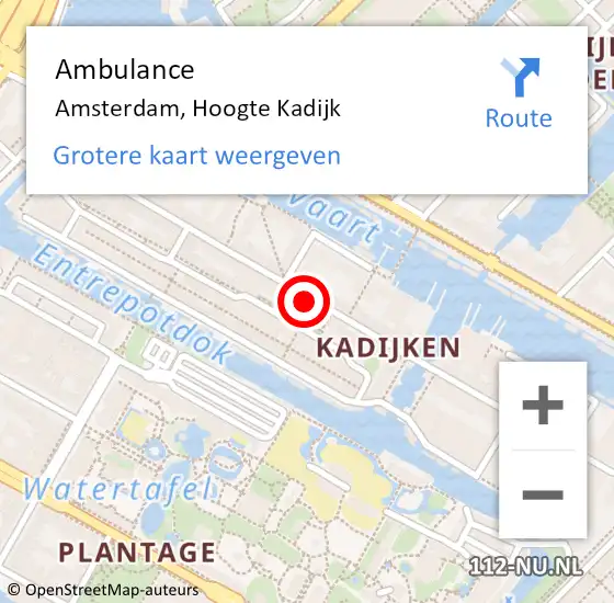 Locatie op kaart van de 112 melding: Ambulance Amsterdam, Hoogte Kadijk op 24 juni 2020 08:51