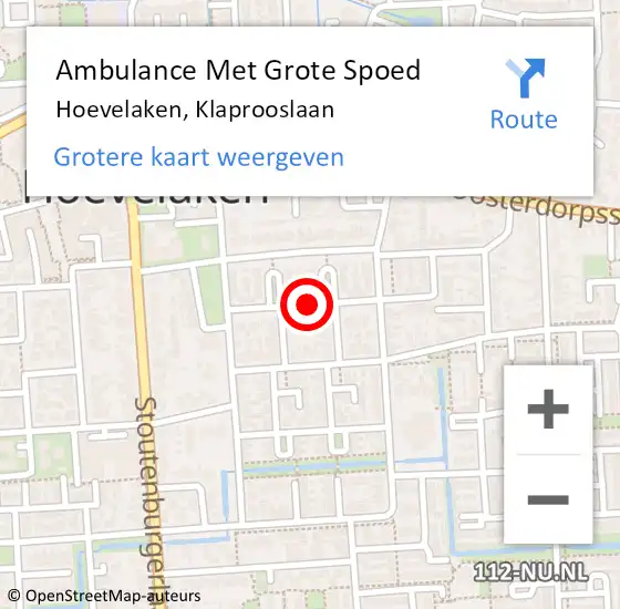 Locatie op kaart van de 112 melding: Ambulance Met Grote Spoed Naar Hoevelaken, Klaprooslaan op 24 juni 2020 09:33