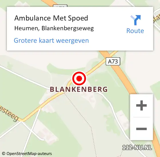 Locatie op kaart van de 112 melding: Ambulance Met Spoed Naar Heumen, Blankenbergseweg op 24 juni 2020 10:03