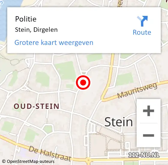 Locatie op kaart van de 112 melding: Politie Stein, Dirgelen op 24 juni 2020 10:10