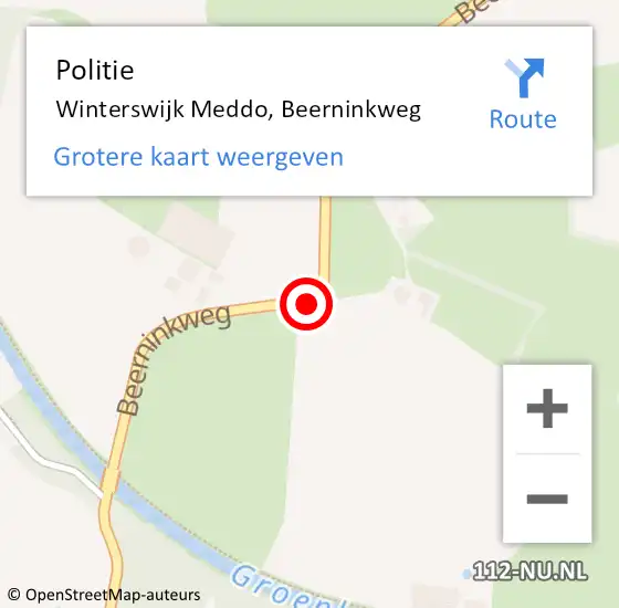 Locatie op kaart van de 112 melding: Politie Winterswijk Meddo, Beerninkweg op 24 juni 2020 10:49