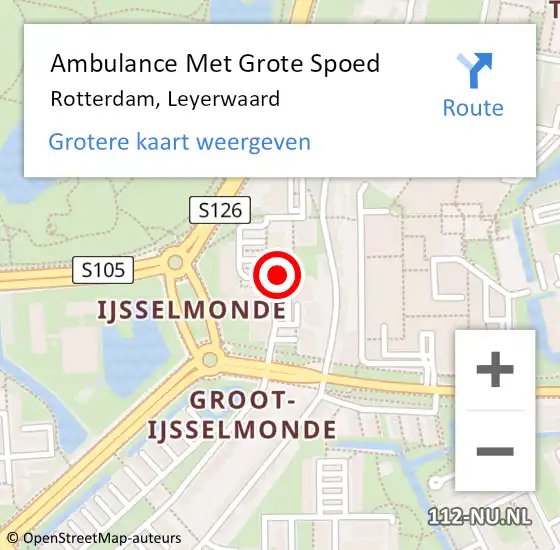 Locatie op kaart van de 112 melding: Ambulance Met Grote Spoed Naar Rotterdam, Leyerwaard op 24 juni 2020 11:51