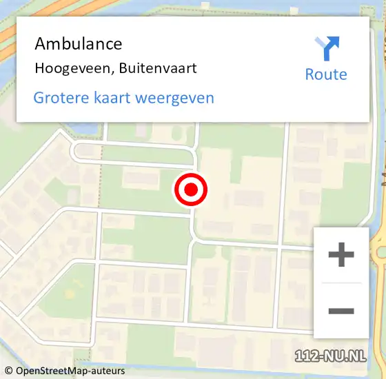 Locatie op kaart van de 112 melding: Ambulance Hoogeveen, Buitenvaart op 24 juni 2020 12:31