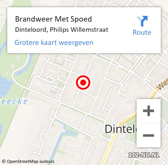 Locatie op kaart van de 112 melding: Brandweer Met Spoed Naar Dinteloord, Philips Willemstraat op 24 juni 2020 12:54