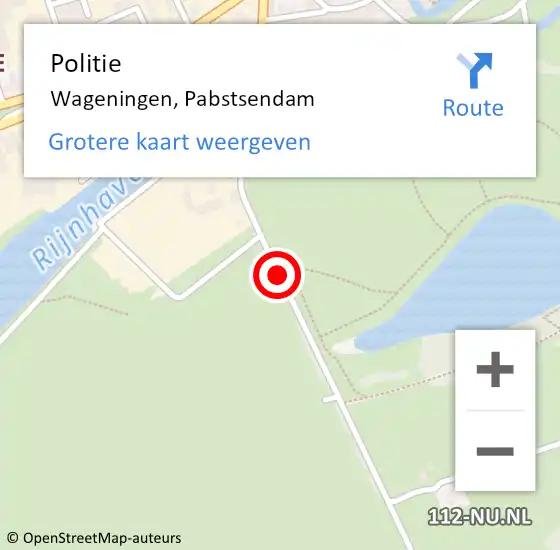 Locatie op kaart van de 112 melding: Politie Wageningen, Pabstsendam op 24 juni 2020 14:16