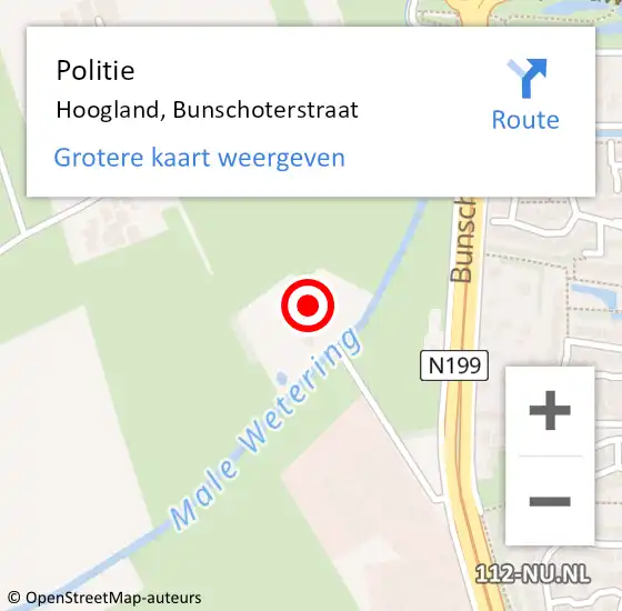 Locatie op kaart van de 112 melding: Politie Hoogland, Bunschoterstraat op 24 juni 2020 14:51