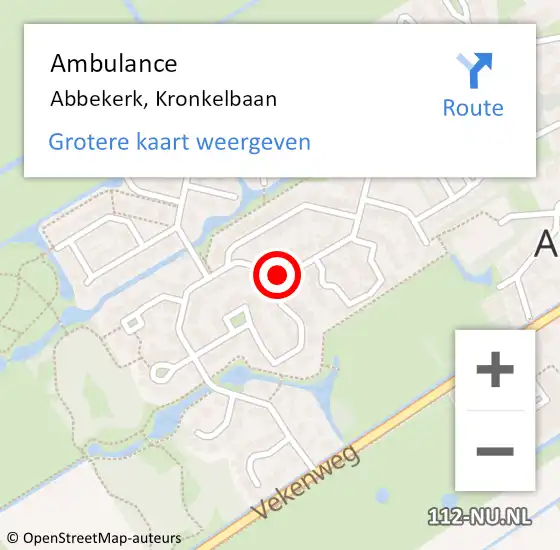 Locatie op kaart van de 112 melding: Ambulance Abbekerk, Kronkelbaan op 24 juni 2020 15:24