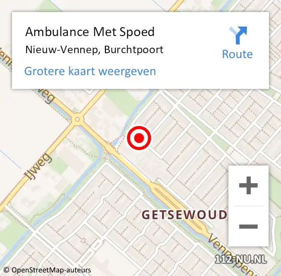 Locatie op kaart van de 112 melding: Ambulance Met Spoed Naar Nieuw-Vennep, Burchtpoort op 24 juni 2020 16:21