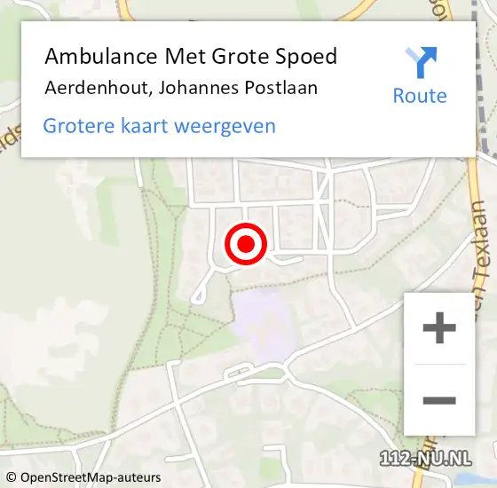 Locatie op kaart van de 112 melding: Ambulance Met Grote Spoed Naar Aerdenhout, Johannes Postlaan op 10 mei 2014 14:33