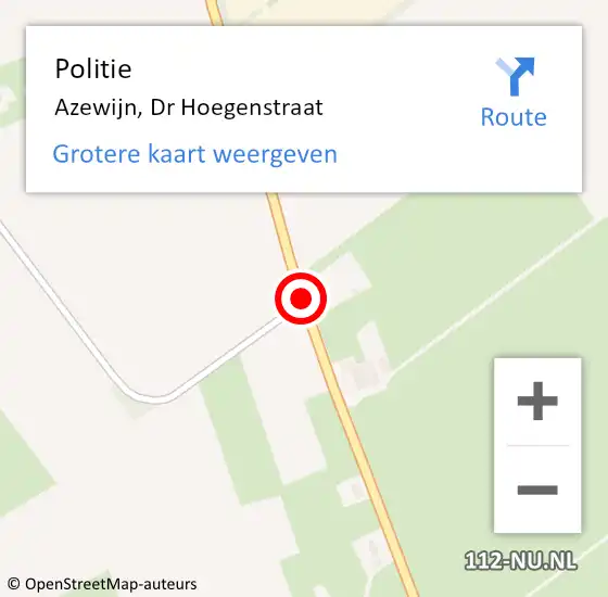 Locatie op kaart van de 112 melding: Politie Azewijn, Dr Hoegenstraat op 24 juni 2020 17:28