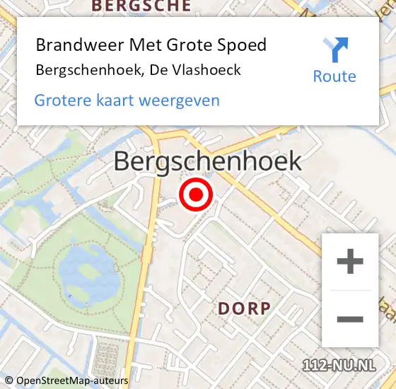 Locatie op kaart van de 112 melding: Brandweer Met Grote Spoed Naar Bergschenhoek, De Vlashoeck op 24 juni 2020 17:39