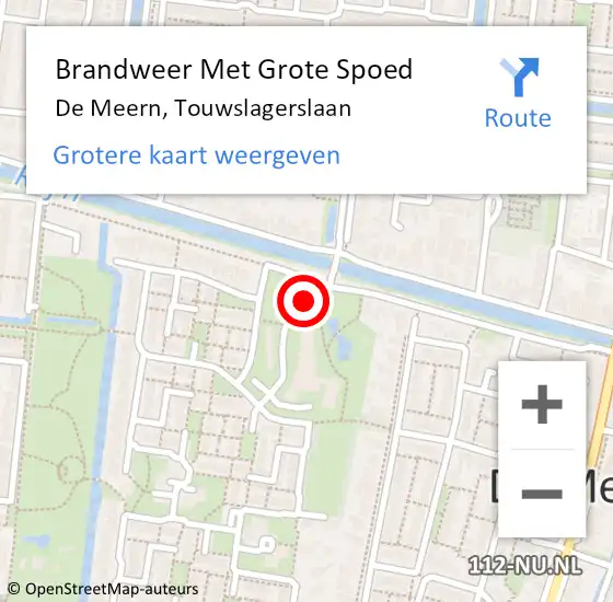 Locatie op kaart van de 112 melding: Brandweer Met Grote Spoed Naar De Meern, Touwslagerslaan op 24 juni 2020 17:59