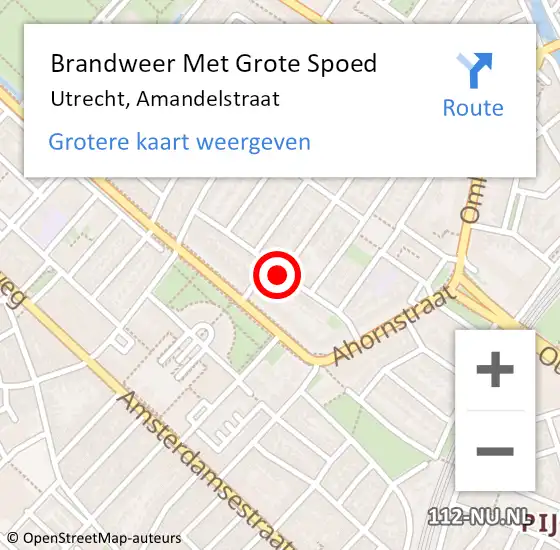 Locatie op kaart van de 112 melding: Brandweer Met Grote Spoed Naar Utrecht, Amandelstraat op 24 juni 2020 18:36