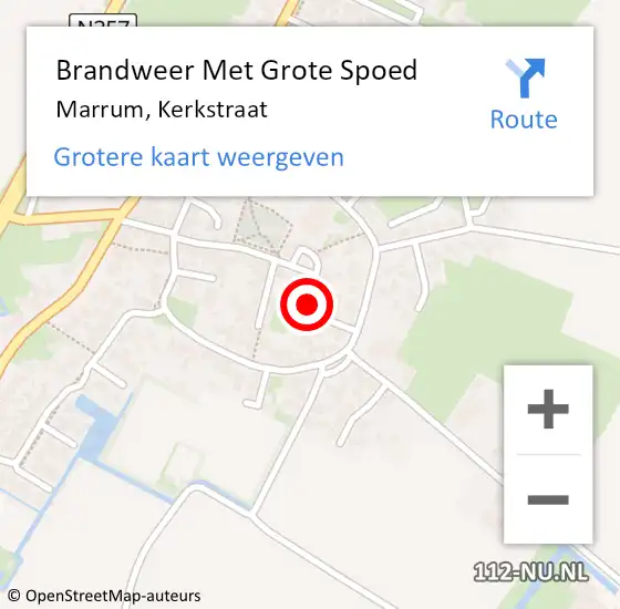 Locatie op kaart van de 112 melding: Brandweer Met Grote Spoed Naar Marrum, Kerkstraat op 24 juni 2020 18:38