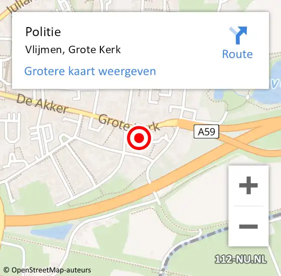 Locatie op kaart van de 112 melding: Politie Vlijmen, Grote Kerk op 10 mei 2014 14:45