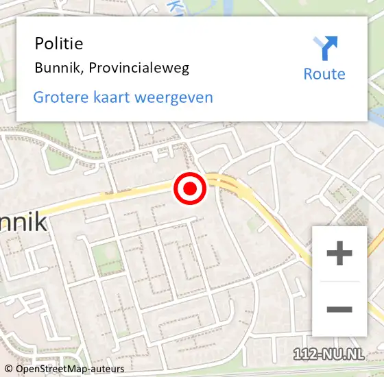 Locatie op kaart van de 112 melding: Politie Bunnik, Provincialeweg op 24 juni 2020 21:48