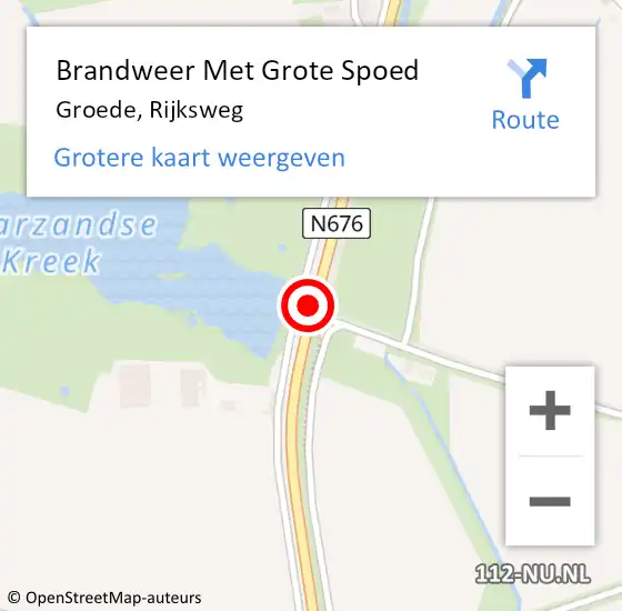 Locatie op kaart van de 112 melding: Brandweer Met Grote Spoed Naar Groede, Rijksweg op 24 juni 2020 21:58