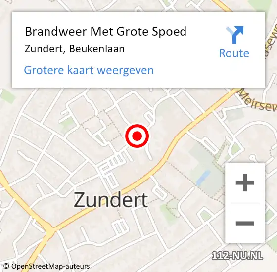 Locatie op kaart van de 112 melding: Brandweer Met Grote Spoed Naar Zundert, Beukenlaan op 24 juni 2020 22:01