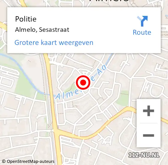 Locatie op kaart van de 112 melding: Politie Almelo, Sesastraat op 24 juni 2020 23:24