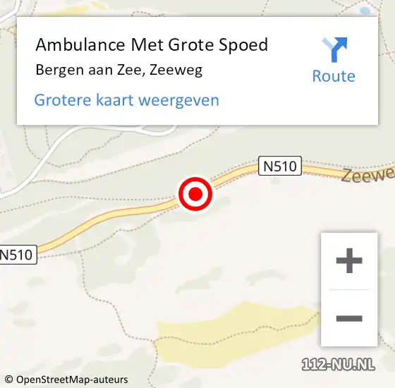 Locatie op kaart van de 112 melding: Ambulance Met Grote Spoed Naar Bergen aan Zee, Zeeweg op 24 juni 2020 23:26