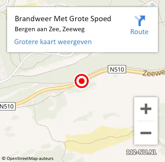 Locatie op kaart van de 112 melding: Brandweer Met Grote Spoed Naar Bergen aan Zee, Zeeweg op 24 juni 2020 23:27