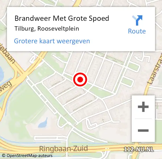 Locatie op kaart van de 112 melding: Brandweer Met Grote Spoed Naar Tilburg, Rooseveltplein op 25 juni 2020 02:47