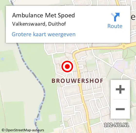 Locatie op kaart van de 112 melding: Ambulance Met Spoed Naar Valkenswaard, Duithof op 25 juni 2020 03:19
