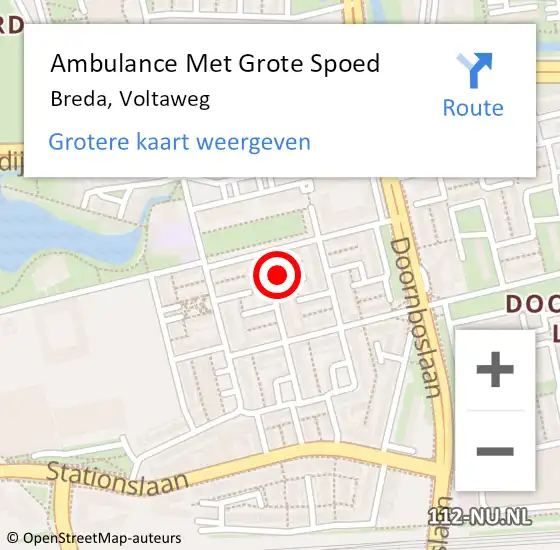 Locatie op kaart van de 112 melding: Ambulance Met Grote Spoed Naar Breda, Voltaweg op 10 mei 2014 15:18