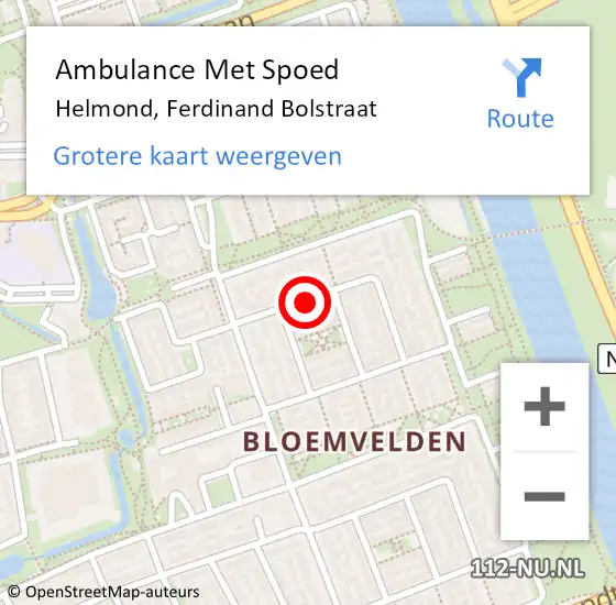 Locatie op kaart van de 112 melding: Ambulance Met Spoed Naar Helmond, Ferdinand Bolstraat op 25 juni 2020 05:47