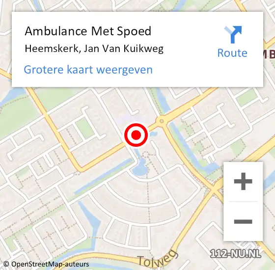 Locatie op kaart van de 112 melding: Ambulance Met Spoed Naar Heemskerk, Jan Van Kuikweg op 25 juni 2020 07:18