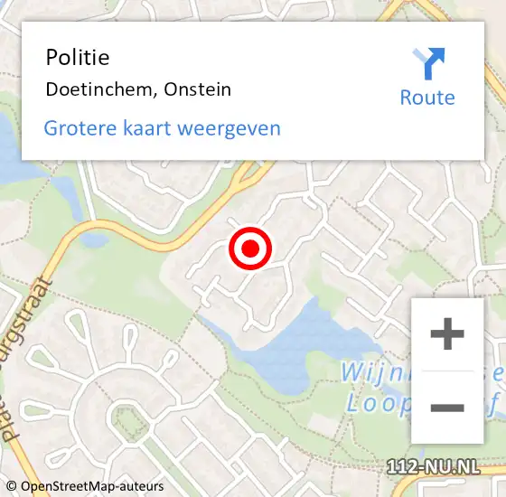 Locatie op kaart van de 112 melding: Politie Doetinchem, Onstein op 25 juni 2020 08:39