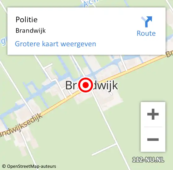 Locatie op kaart van de 112 melding: Politie Brandwijk op 25 juni 2020 09:03