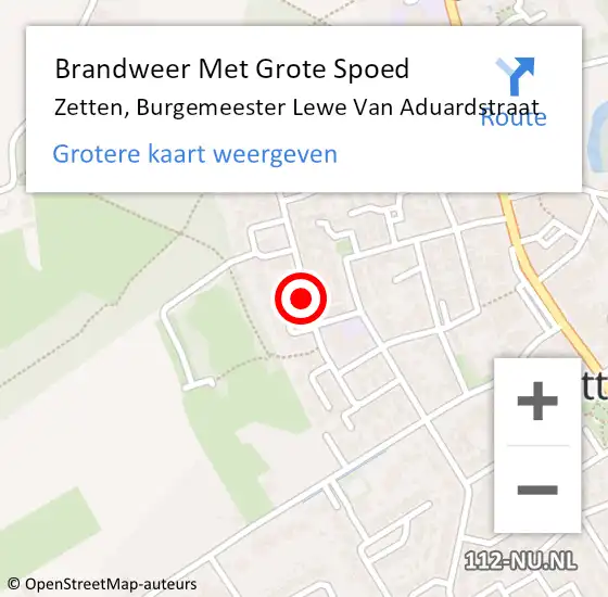 Locatie op kaart van de 112 melding: Brandweer Met Grote Spoed Naar Zetten, Burgemeester Lewe Van Aduardstraat op 25 juni 2020 09:35