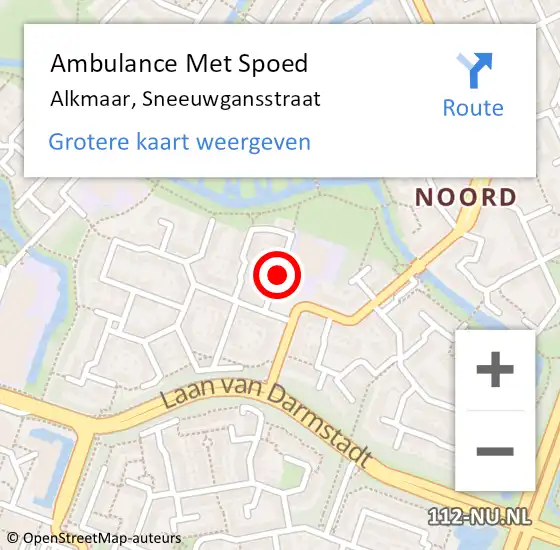 Locatie op kaart van de 112 melding: Ambulance Met Spoed Naar Alkmaar, Sneeuwgansstraat op 25 juni 2020 09:37