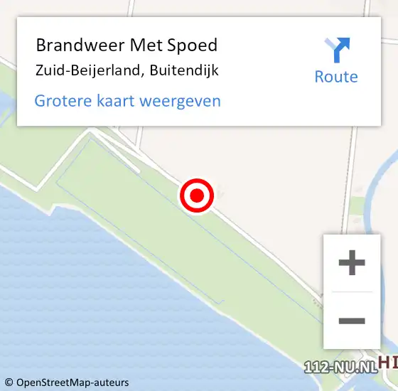 Locatie op kaart van de 112 melding: Brandweer Met Spoed Naar Zuid-Beijerland, Buitendijk op 25 juni 2020 10:19