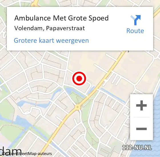 Locatie op kaart van de 112 melding: Ambulance Met Grote Spoed Naar Volendam, Papaverstraat op 25 juni 2020 10:23