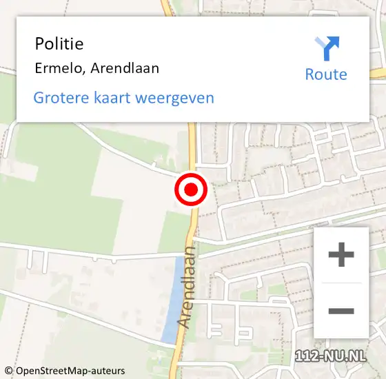 Locatie op kaart van de 112 melding: Politie Ermelo, Arendlaan op 25 juni 2020 10:34